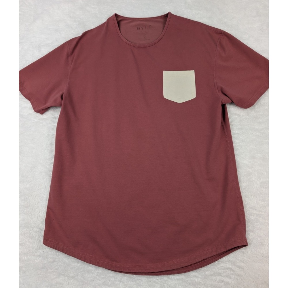 BYLT Drop-Cut Pocket Tee Men's XL Mauve White‎ Pocket Athletic Fit LUX Blend